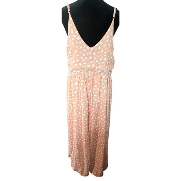 Heyson Polka Dot Spaghetti Strap Maxi Dress Peach White Medium Boho Cottage Core - Picture 2 of 5